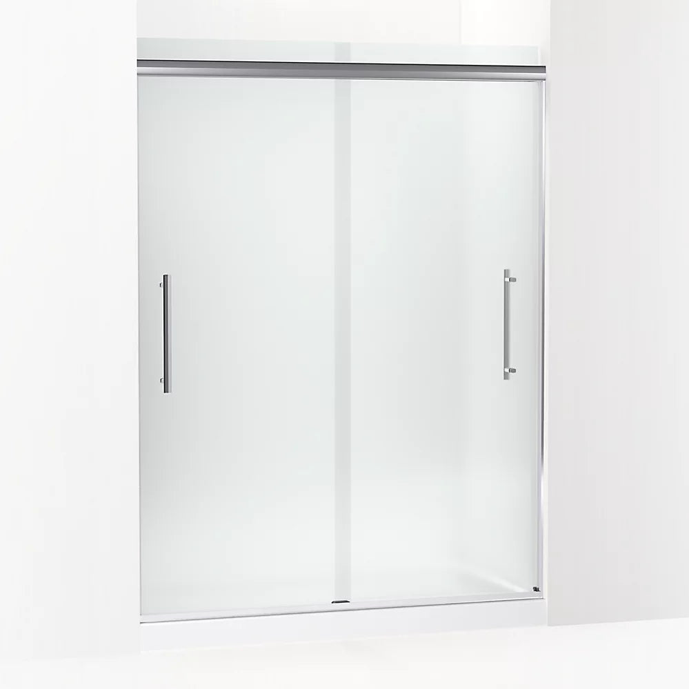 Kohler Frameless sliding shower door, 79-1/16" H x 54-5/8 - 59-5/8" W, with 5/16" thick Frosted glass
