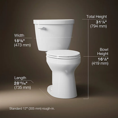 Kohler Two-piece elongated toilet, 1.6 gpf