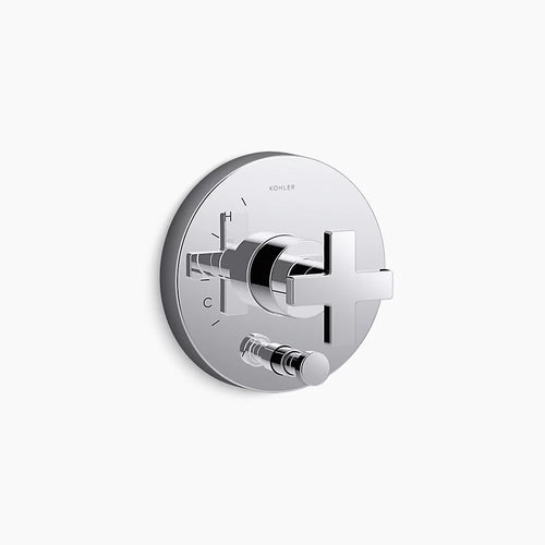 Kohler Rite-Temp® valve trim with push-button diverter and cross handle