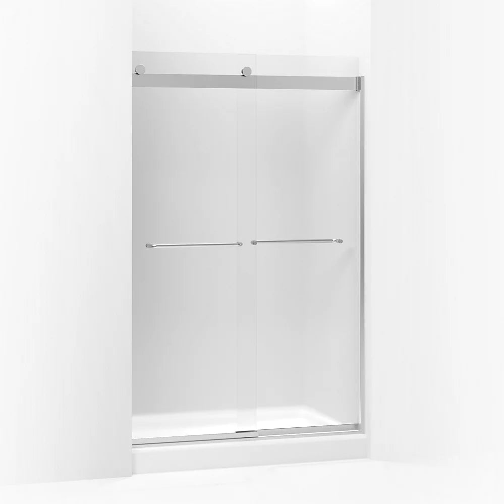 Kohler Sliding shower door, 74" H x 44-5/8 - 47-5/8" W, with 1/4" thick Frosted glass