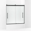 Kohler Frameless sliding bath door, 61-9/16" H x 56-5/8 - 59-5/8" W, with 5/16"-thick Crystal Clear glass