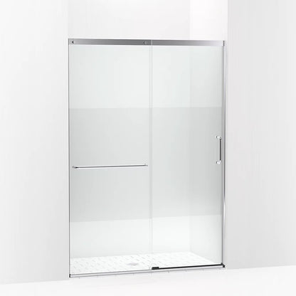 Kohler Sliding shower door, 75-1/2" H x 50-1/4 - 53-5/8" W, with heavy 5/16" thick Crystal Clear glass with privacy band