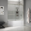 Kohler Sliding bath door, 56-3/4" H x 56-1/4 - 59-5/8" W with heavy 5/16" thick Crystal Clear glass with privacy band