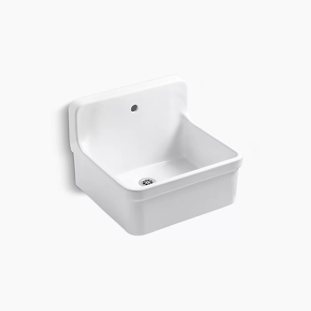 Kohler 24" x 22" bracket-mount scrub-up/plaster sink with single faucet hole