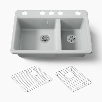 Kohler Riverby® 33" undermount double-bowl kitchen sink