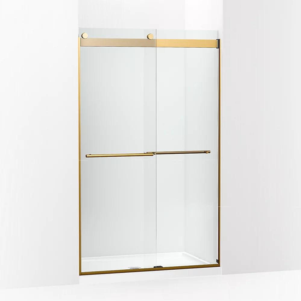 Kohler Frameless sliding shower door, 77-9/16" H x 44-5/8 - 47-5/8" W, with 5/16"-thick Crystal Clear glass