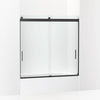 Kohler Sliding bath door, 59-3/4" H x 56-5/8 - 59-5/8" W, with 1/4" thick Crystal Clear glass