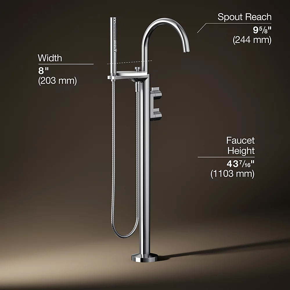 Kohler Floor-mount bath filler trim with lever handles and handshower