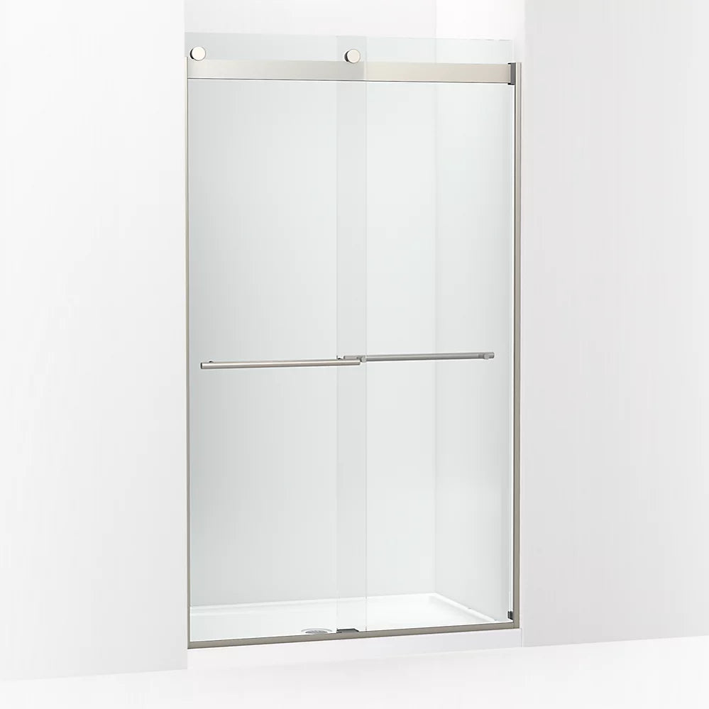 Kohler Frameless sliding shower door, 81-5/8" H x 44-5/8 - 47-5/8" W, with 3/8"-thick Crystal Clear glass