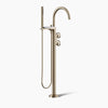 Kohler Floor-mount bath filler trim with industrial handles and handshower