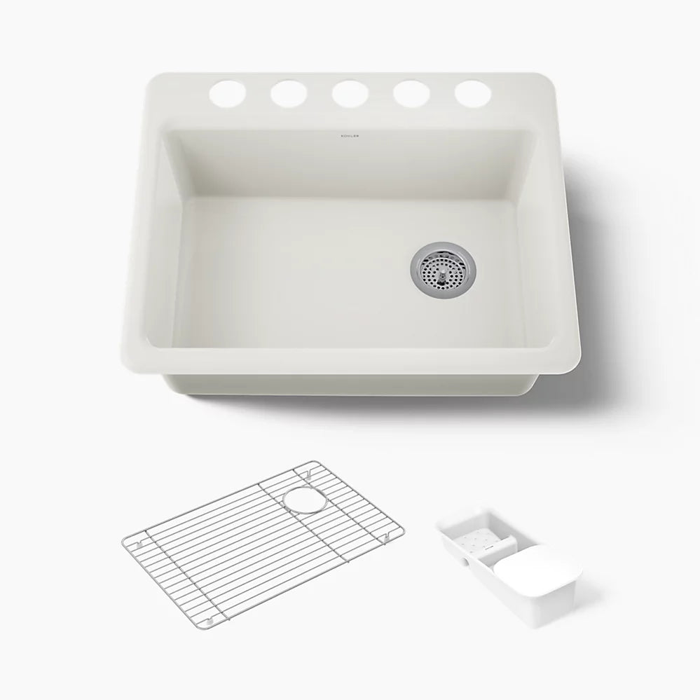 Kohler Riverby® 27" undermount single-bowl workstation kitchen sink