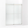 Kohler Sliding shower door, 74" H x 56-5/8 - 59-5/8" W, with 1/4" thick Frosted glass