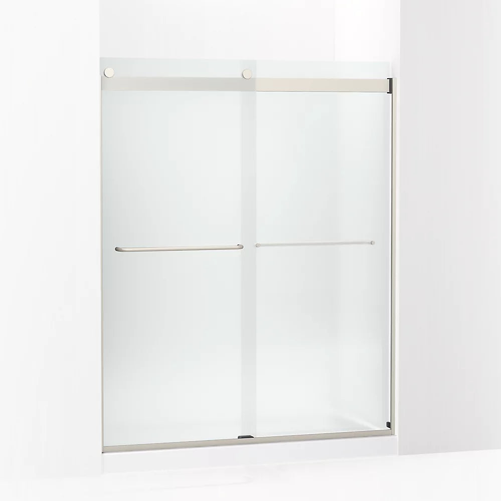 Kohler Sliding shower door, 74" H x 56-5/8 - 59-5/8" W, with 1/4" thick Frosted glass