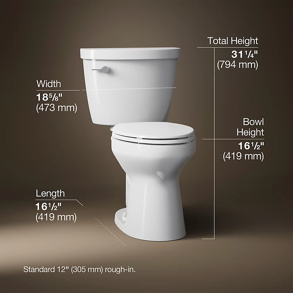 Kohler Two-piece elongated toilet, 1.6 gpf
