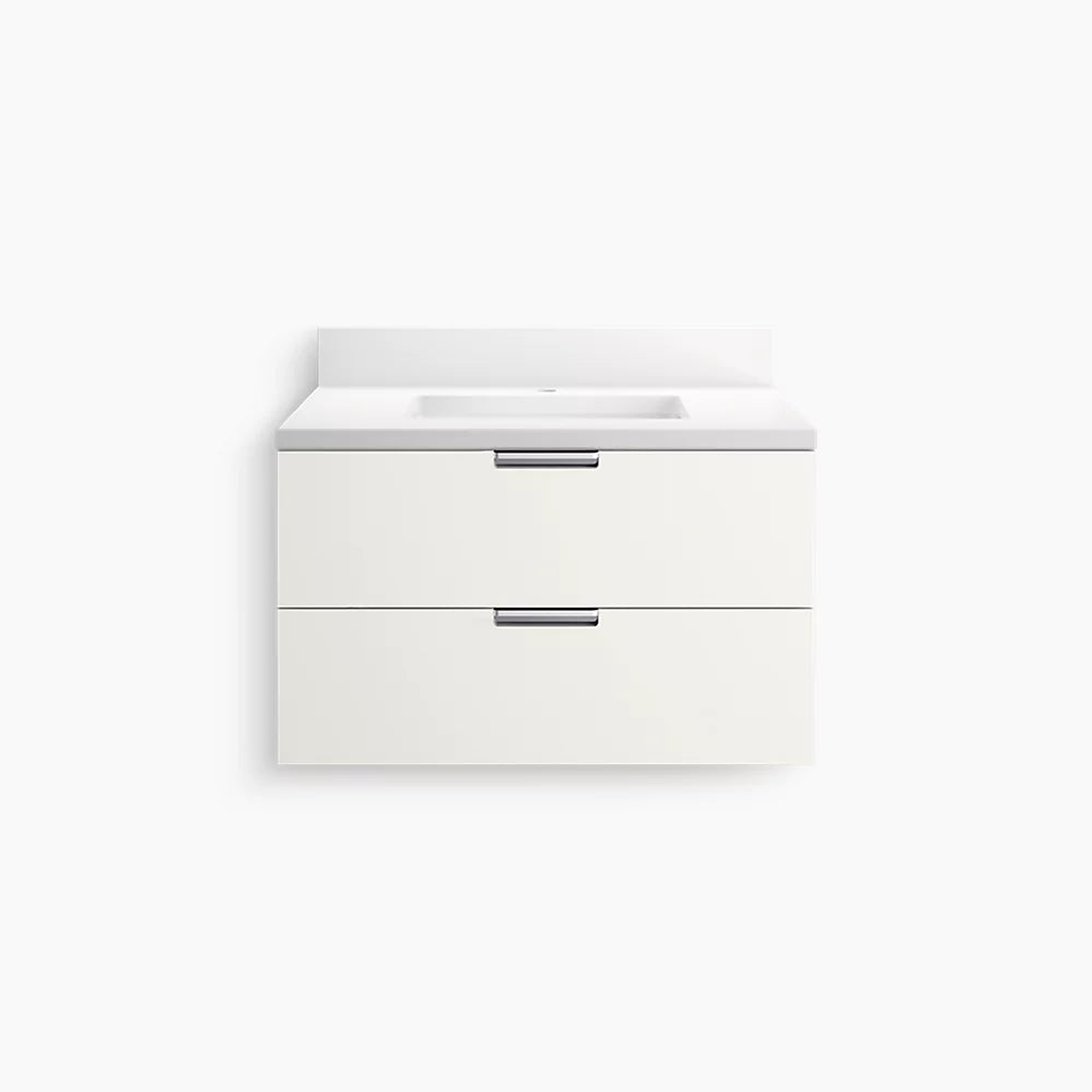 Kohler 30" wall-hung bathroom vanity cabinet with sink and quartz top