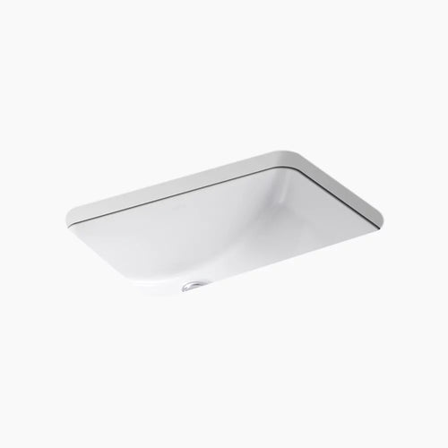Kohler 21" rectangular undermount bathroom sink with glazed underside, no overflow
