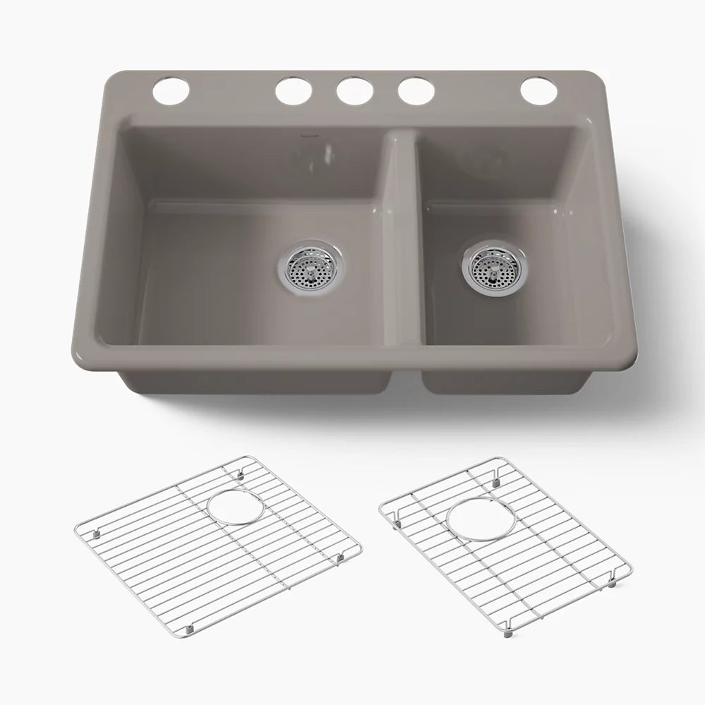 Kohler Riverby® 33" undermount double-bowl kitchen sink