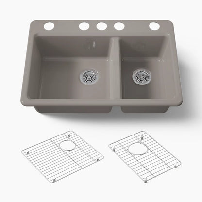 Kohler Riverby® 33" undermount double-bowl kitchen sink
