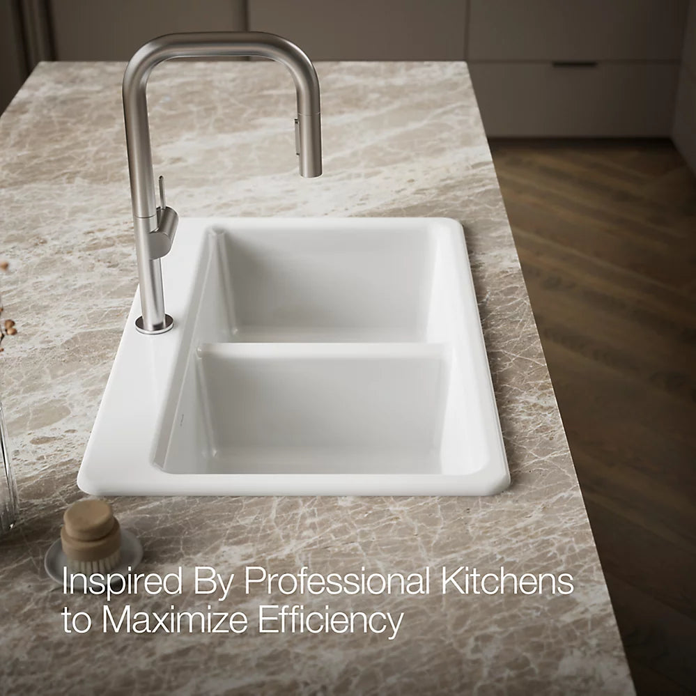 Kohler Riverby® 33" top-mount double-bowl kitchen sink