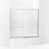 Kohler Sliding bath door, 56-3/4" H x 56-1/4 - 59-5/8" W with heavy 5/16" thick Crystal Clear glass with privacy band