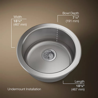 Kohler Undertone® Lyric® 18-1/2" top-/undermount single-bowl bar sink