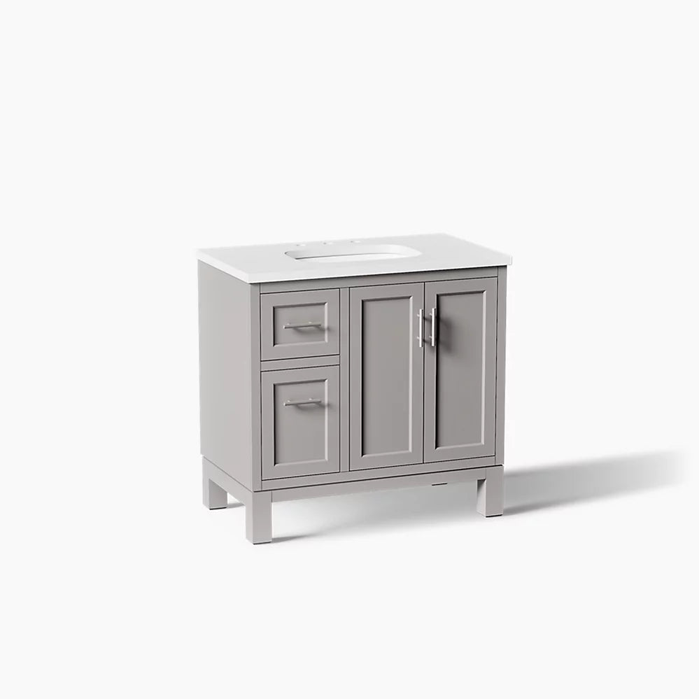 Kohler Quo Cabinet and Quartz Top 36-Inch Single-Sink Bathroom Vanity