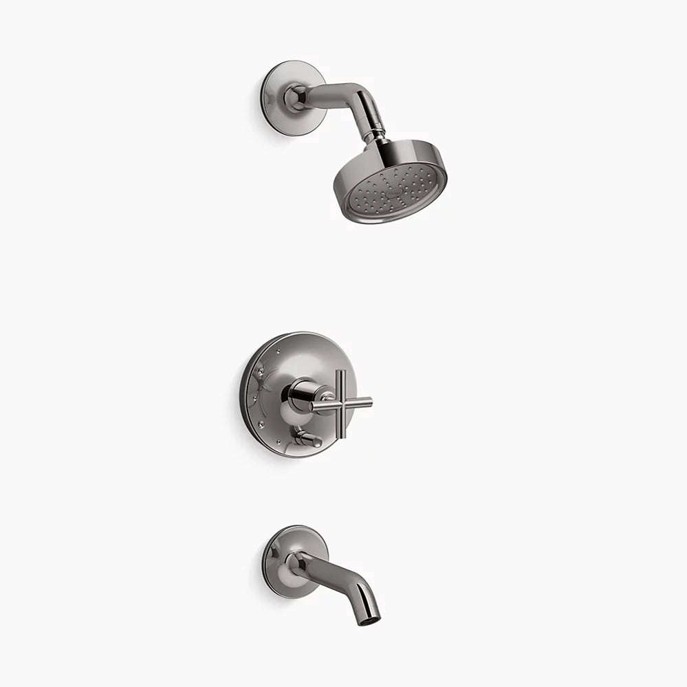 Kohler Rite-Temp® bath and shower trim kit with push-button diverter and cross handle, 1.75 gpm