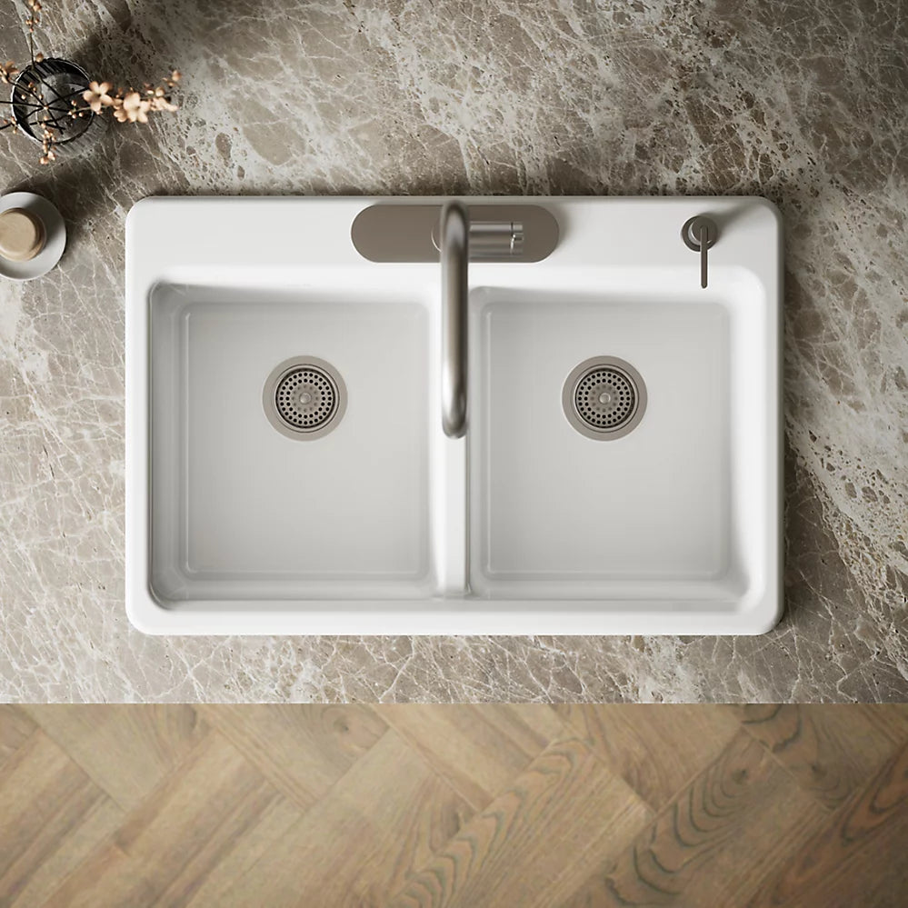 Kohler Riverby® 33" top-mount double-bowl kitchen sink