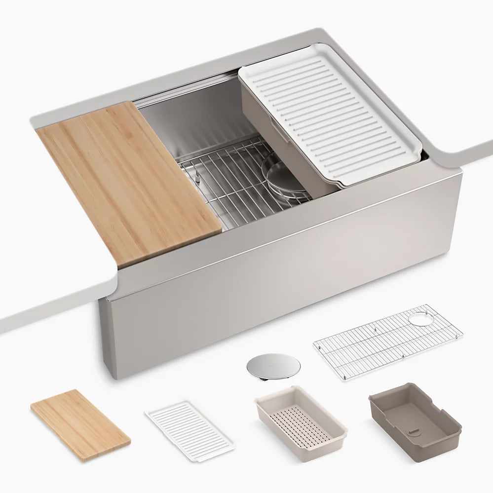 Kohler 29-1/2" undermount single-bowl farmhouse workstation kitchen sink