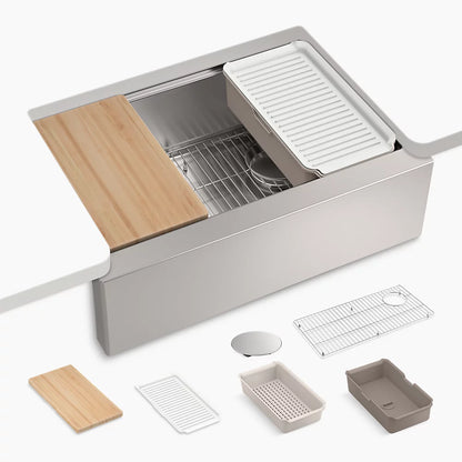 Kohler 29-1/2" undermount single-bowl farmhouse workstation kitchen sink