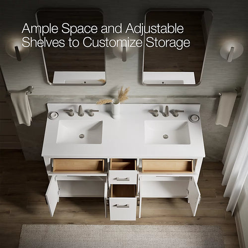 Kohler Kresla Cabinet With Sinks And Quartz Top 60-Inch Double-Sink Bathroom Vanity