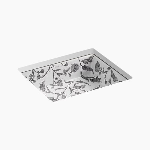 Botanical Study™ Kathryn® 19-3/4" rectangular undermount bathroom sink, no overflow