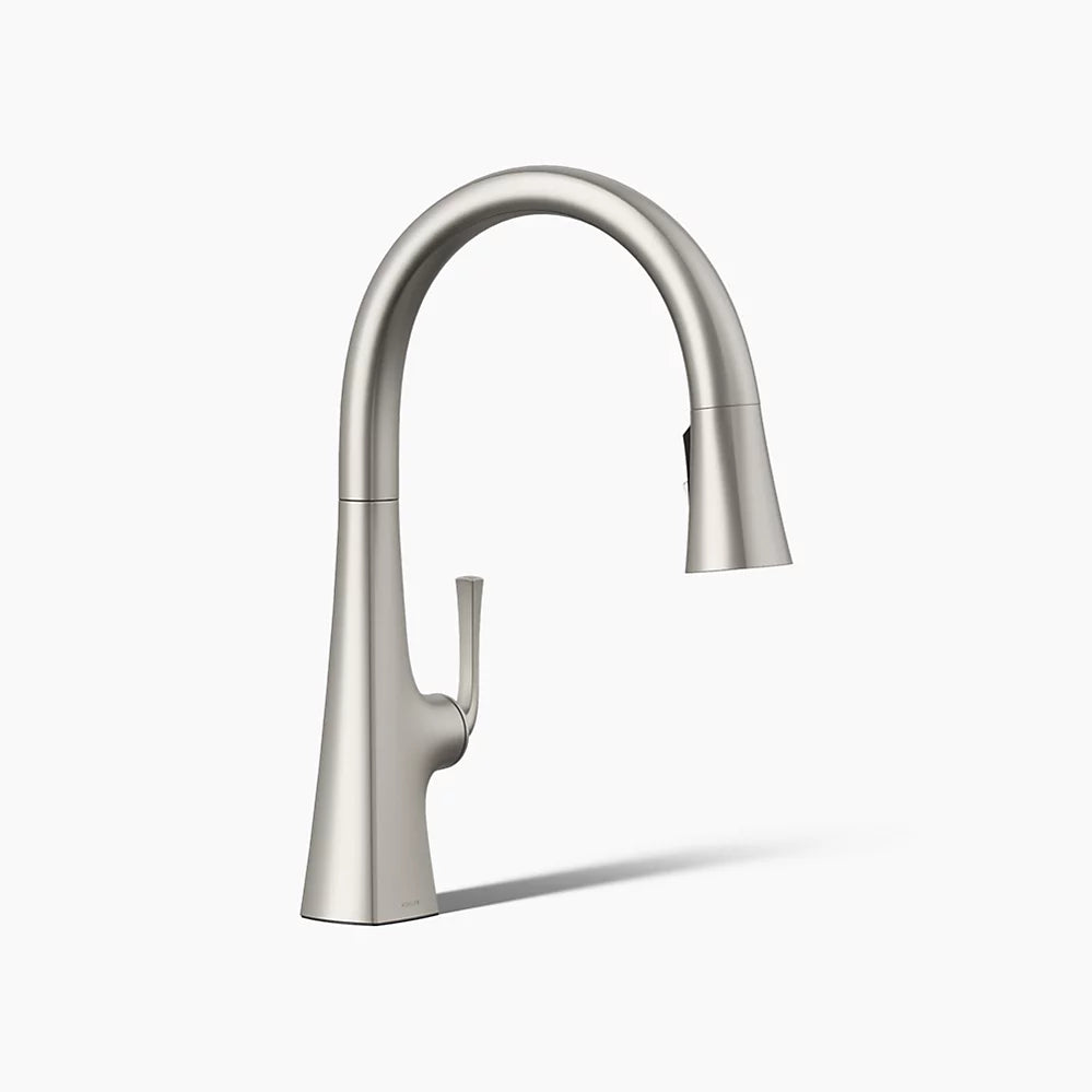 Kohler Pull-down kitchen sink faucet with three-function sprayhead