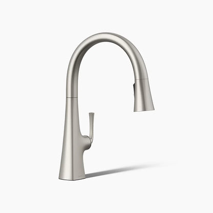 Kohler Pull-down kitchen sink faucet with three-function sprayhead