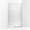Kohler Sliding shower door, 75-1/2" H x 44-1/4 - 47-5/8" W, with heavy 5/16" thick Crystal Clear glass with privacy band