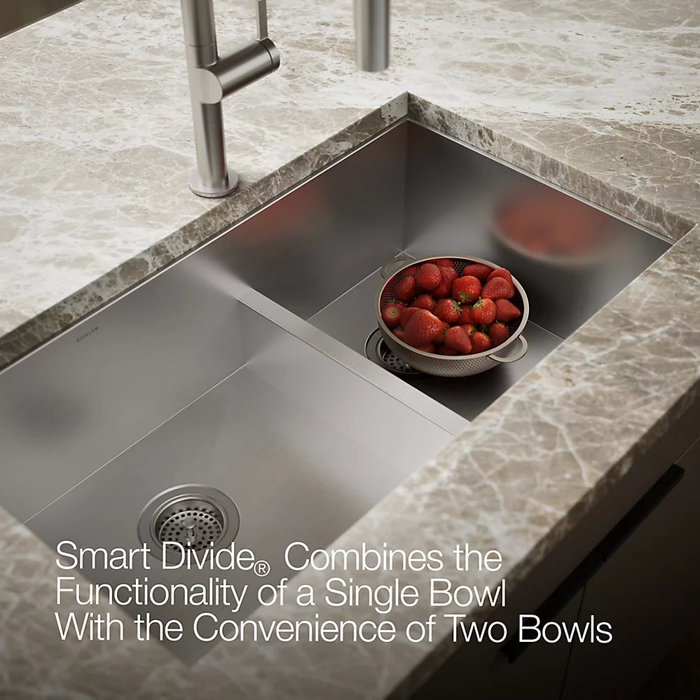 Kohler Vault™ Smart Divide® 33" top-/undermount double-bowl kitchen sink