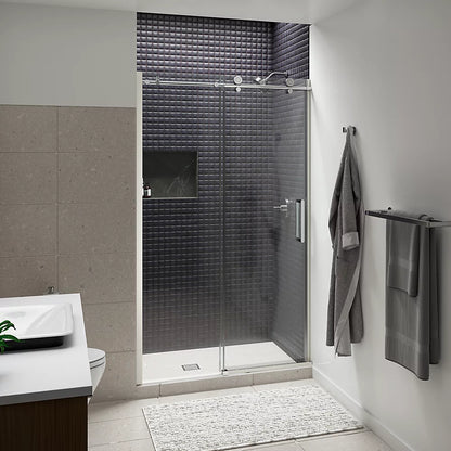 Kohler Sliding shower door, 78" H x 44-5/8 - 47-7/8" W, with 3/8" thick Crystal Clear glass