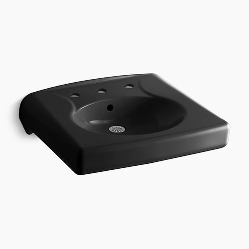 Kohler Wall-mount or concealed carrier arm mount commercial bathroom sink with widespread faucet holes