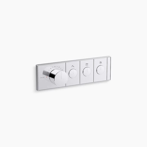 Kohler Three-outlet recessed mechanical thermostatic valve control