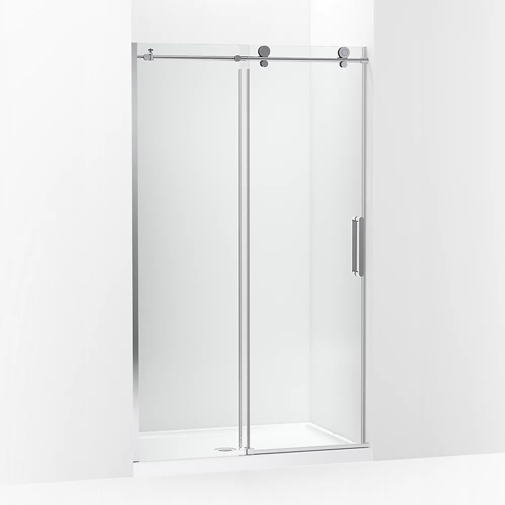 Kohler Sliding shower door, 78" H x 44-1/8 - 47-7/8" W, with 3/8" thick Crystal Clear glass