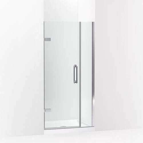 Kohler Frameless pivot shower door, 71-9/16" H x 33-5/8 - 34-3/8" W, with 3/8" thick Crystal Clear glass