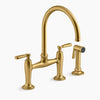 Kohler Two-hole bridge kitchen sink faucet with side sprayer