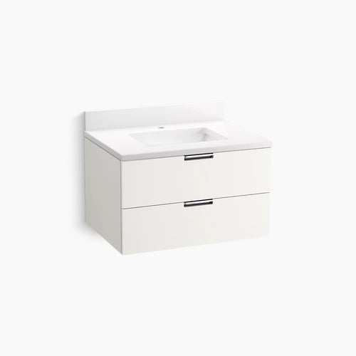 Kohler 30" wall-hung bathroom vanity cabinet with sink and quartz top