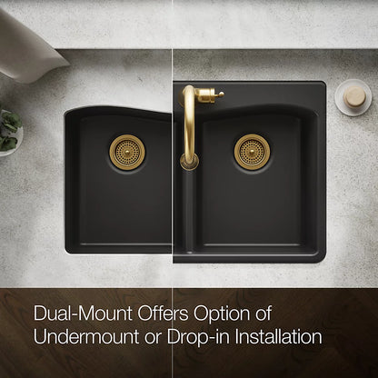 Kohler Kennon® 33" top-/undermount double-bowl kitchen sink