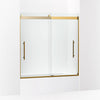 Kohler Frameless sliding bath door, 61-9/16" H x 56-5/8 - 59-5/8" W, with 5/16"-thick Crystal Clear glass