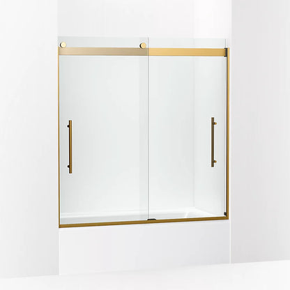 Kohler Frameless sliding bath door, 61-9/16" H x 56-5/8 - 59-5/8" W, with 5/16"-thick Crystal Clear glass