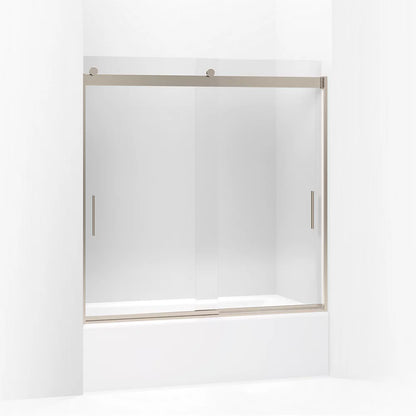 Kohler Sliding bath door, 59-3/4" H x 56-5/8 - 59-5/8" W, with 1/4" thick Crystal Clear glass