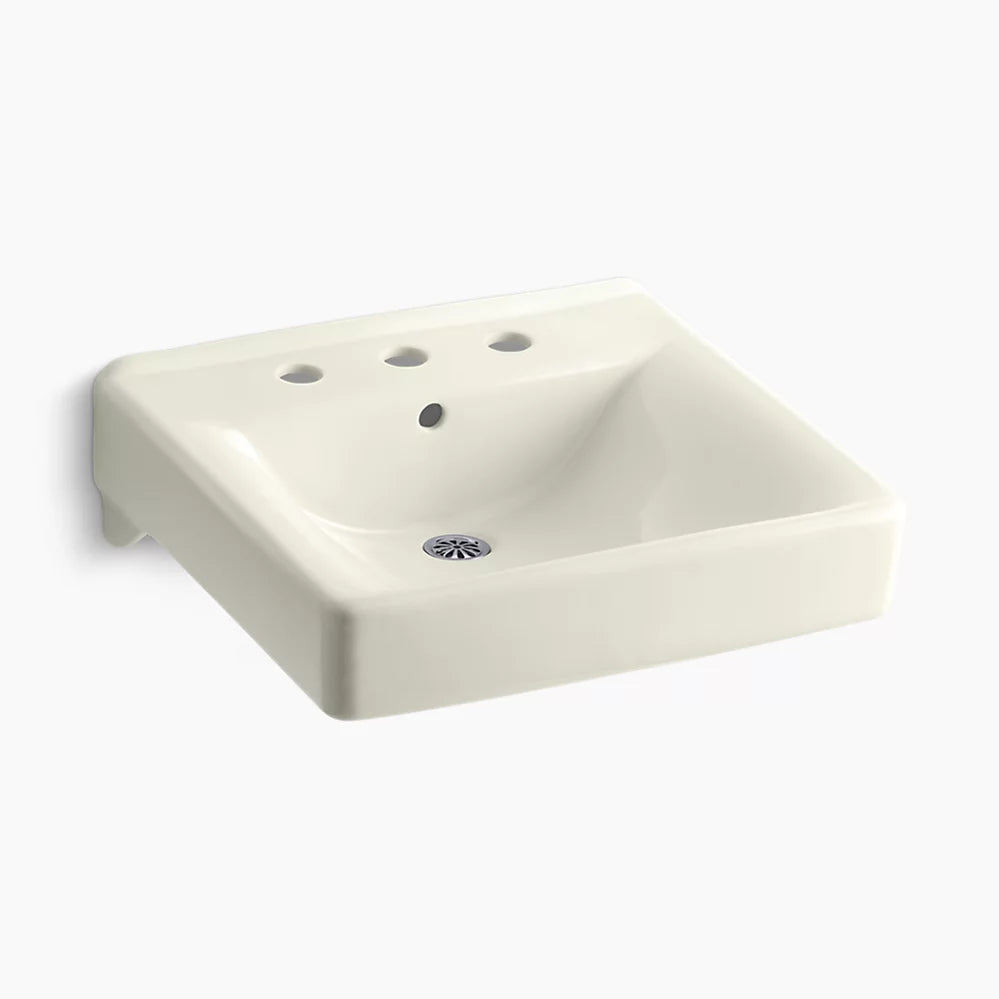 Kohler 20" x 18" wall-mount/concealed arm carrier bathroom sink with 8" widespread faucet holes