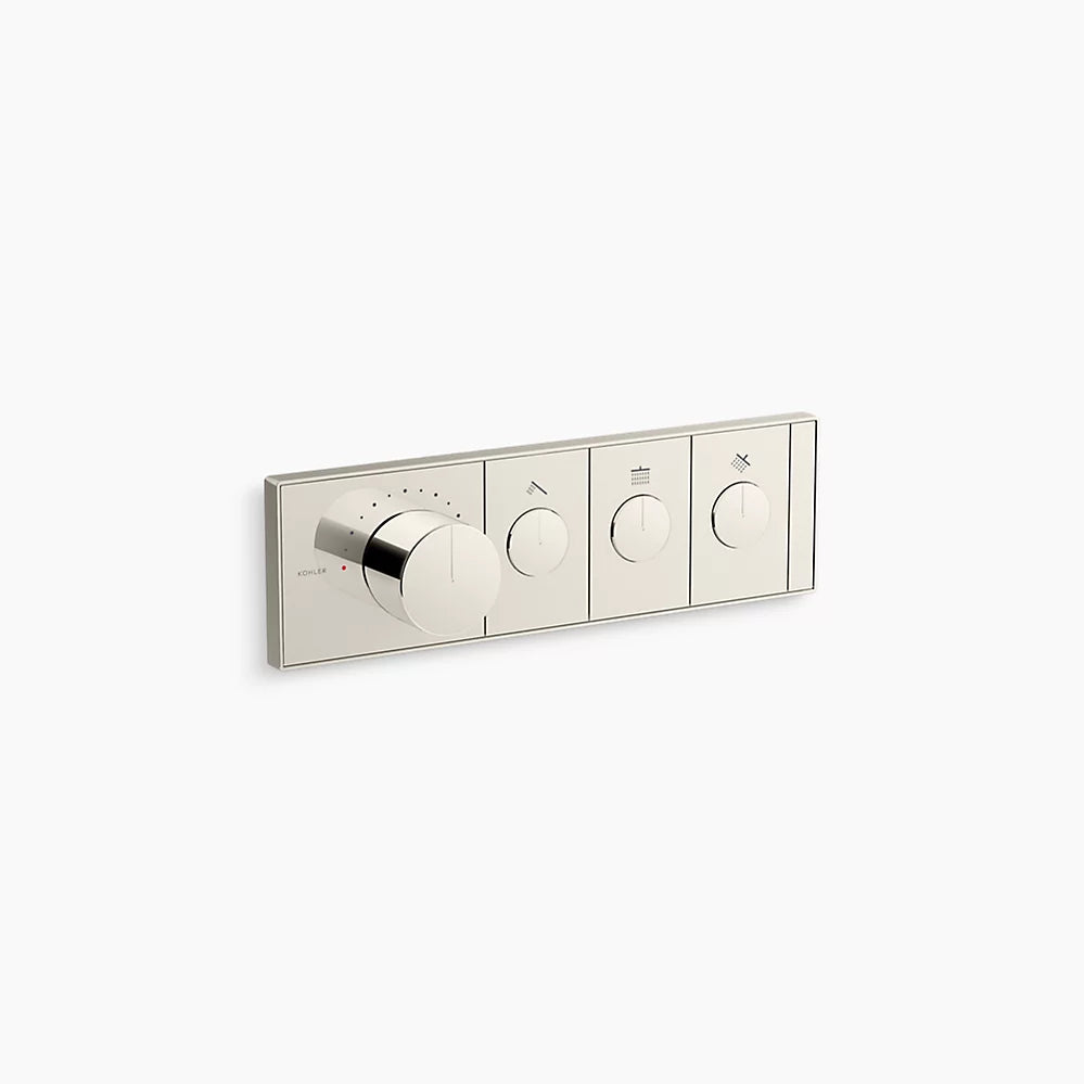 Kohler Three-outlet recessed mechanical thermostatic valve control