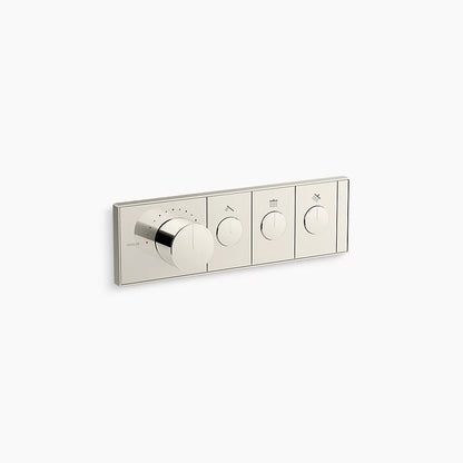 Kohler Three-outlet recessed mechanical thermostatic valve control